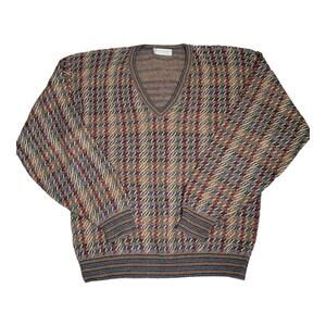 Tricots St Raphael XL Sweater Cotton Silk Rayon Blend Grandpa V-Neck Coogi Style